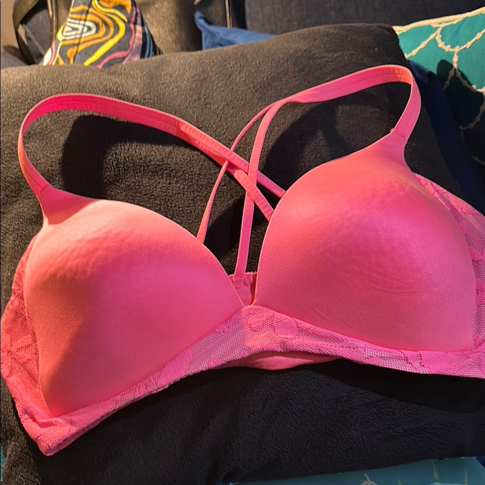 Aerie Pink Smooth Fabric and lace bralette